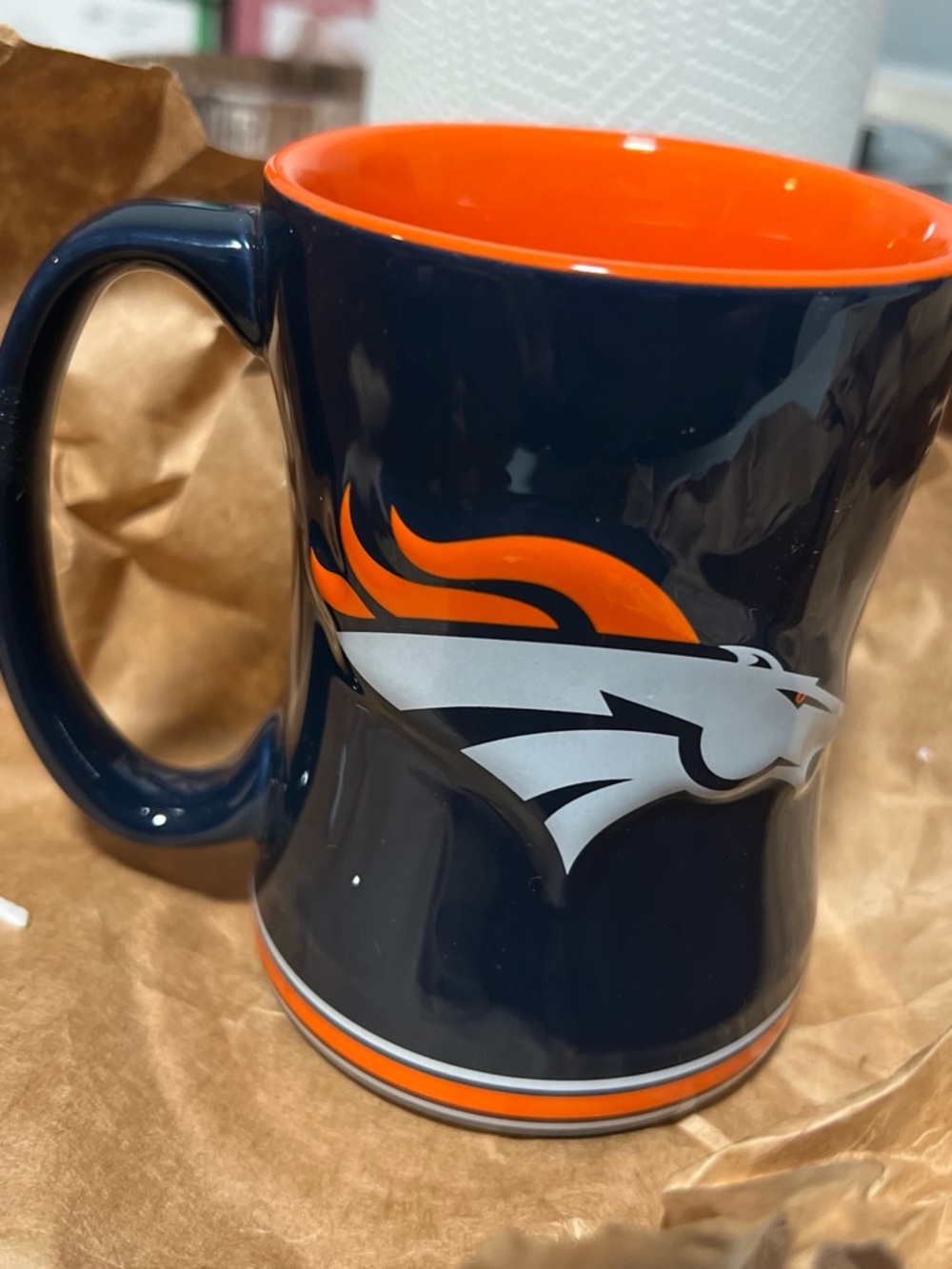 Denver Broncos Navy and Orange Ceramic Coffee Mug